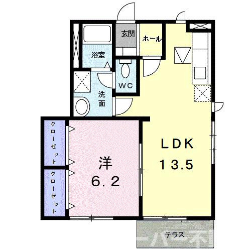 アンソレイエ　Ｂの間取り