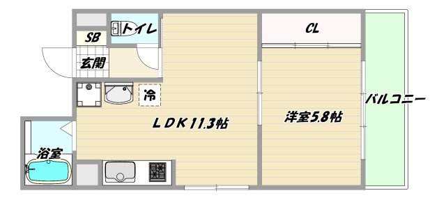 大阪市東淀川区東中島４丁目の賃貸マンションの間取り