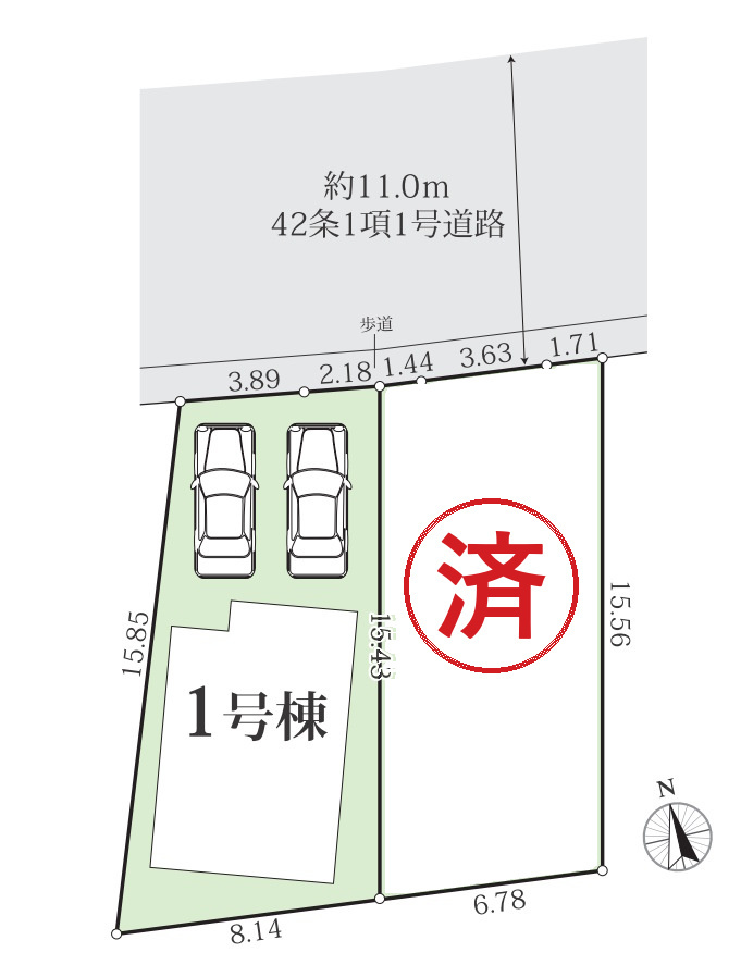 座間市立野台10期２棟の区画図
