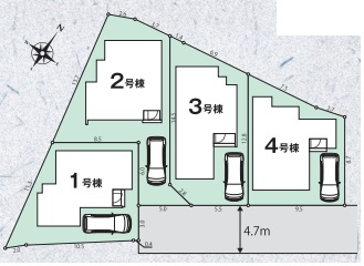 豊中市上野東　第1期　新築一戸建ての区画図|全4区画