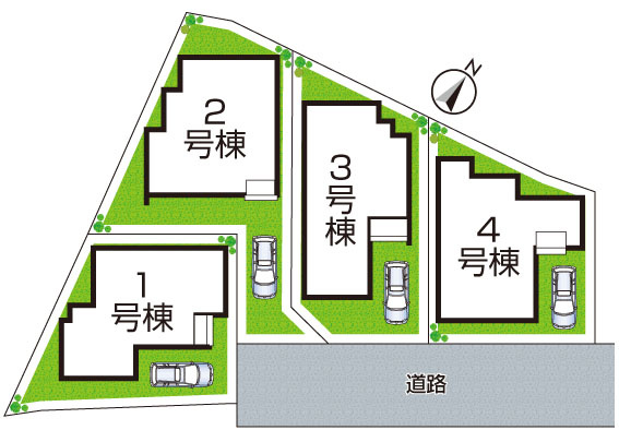 ■豊中市上野東　第1期　新築一戸建ての区画図|全4区画
