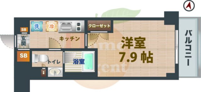 【間取り】 | ザ・パークハビオ高円寺 | 1Rのお部屋です。