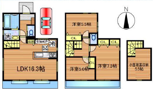保谷町５丁目１５番地戸建１号棟の間取り