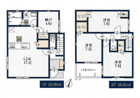 さいたま市見沼区南中丸01003②　新築一戸建て　ミラスモ　01の間取り|【全2棟・1号棟】さいたま市見沼区南中丸01003②　新築一戸建て　ミラスモ　01・3SLDK・土地面積110.14m2・建物面積101.84m2