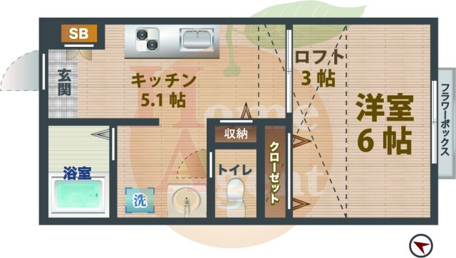 【間取り】 | エスペランス・ハイロード | 1Kのお部屋です。