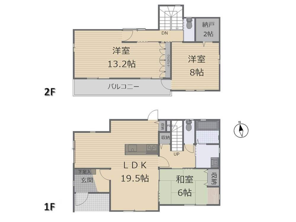 小山市東城南　中古戸建　敷地79.66坪の間取り