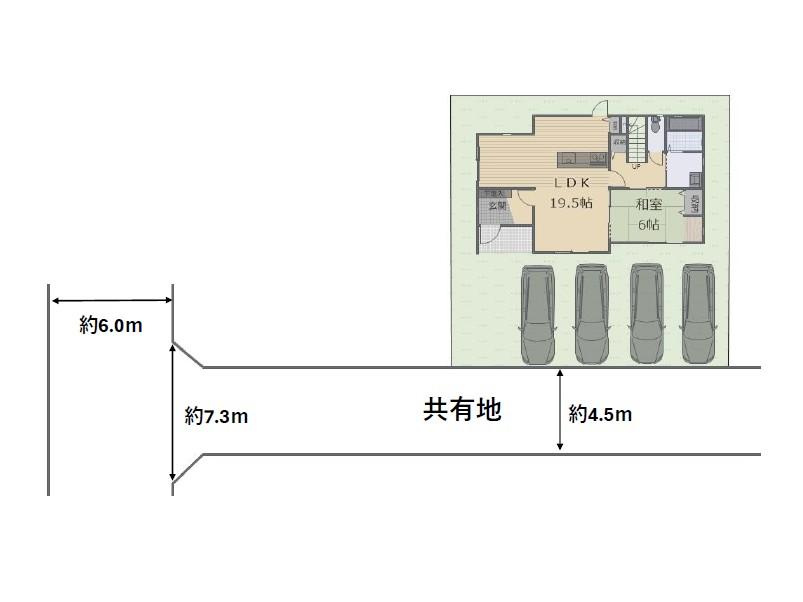 小山市東城南　中古戸建　敷地79.66坪の区画図