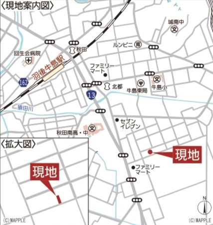 秋田市仁井田二ツ屋第1の地図