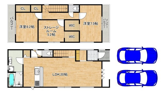 昭和通２丁　新築分譲住宅の間取り|南海本線「湊」駅まで徒歩１３分！毎日の通勤や通学に便利です！忙しい朝や遅い帰宅時にも安心ですね♪