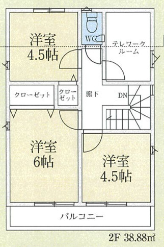 【仲介手数料無料】所沢市所沢新町第５　１号棟　所沢市の不動産なら西武ハウジングの間取り
