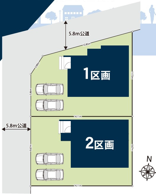 新座市馬場2丁目　新築一戸建　東武東上線　朝霞台の区画図