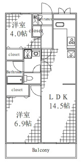 【間取り】 | ドエルリバーサイド大島