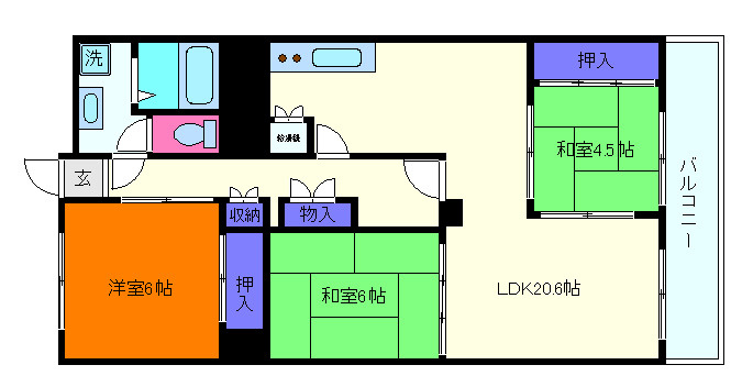 芦屋パレスハイツ南館の間取り
