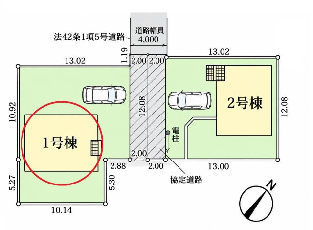 仲介手数料無料　白岡市小久喜163-12　新築戸建　全２棟の区画図