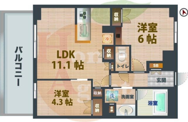 【間取り】 | LIBR GRANT 西新宿EAST | 2LDKのお部屋です。