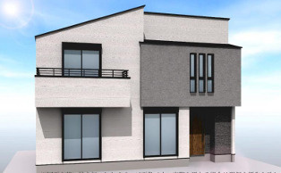 茅ヶ崎市高田３丁目　新築戸建の外観パース|イメージパスですので実際のものと多少異なります
