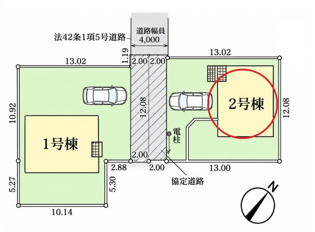 仲介手数料無料　白岡市小久喜163-12　新築戸建　全２棟の区画図