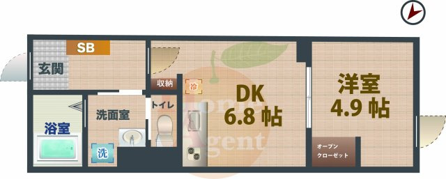 【間取り】 | GRAN　PASEO阿佐ヶ谷Ⅲ | 1DKのお部屋です。