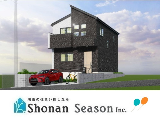 平塚市四之宮12期　新築戸建　全1棟　の外観|外観イメージパース。