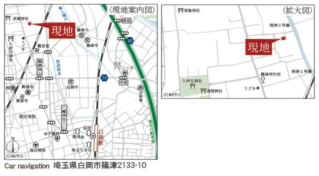 仲介手数料無料　白岡市篠津2133-10　新築戸建　全１棟　　の地図|白岡市篠津2133-10付近