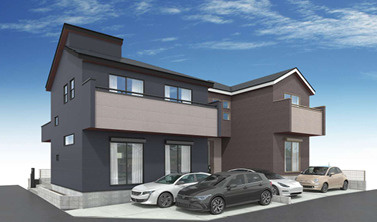 茅ヶ崎市室田２丁目　新築戸建　全２棟の外観パース|イメージパスですので実際のものと多少異なります
