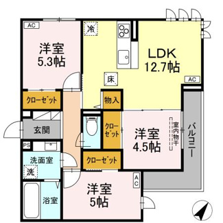 【間取り】 | D-ROOM甲府市国母B