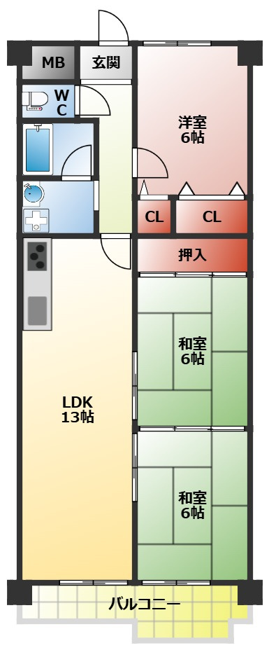朝日プラザ寝屋川の間取り