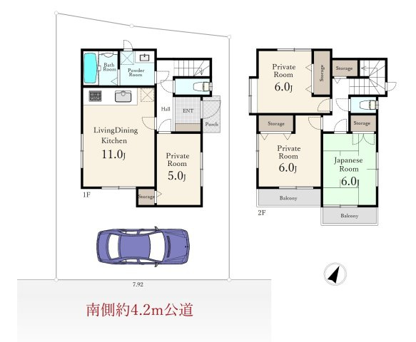 板橋区赤塚5丁目の間取り|1階リビング+水回りを配した生活しやすい間取りです
2階建て4LDK
南向き2面バルコニーつきです
