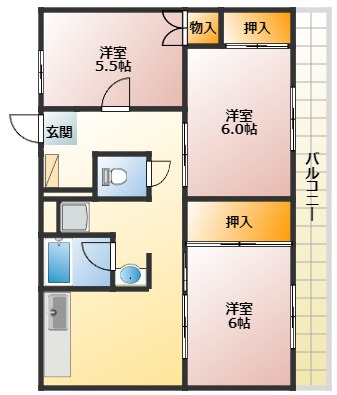 ビレッジハウス草部2号棟の間取り