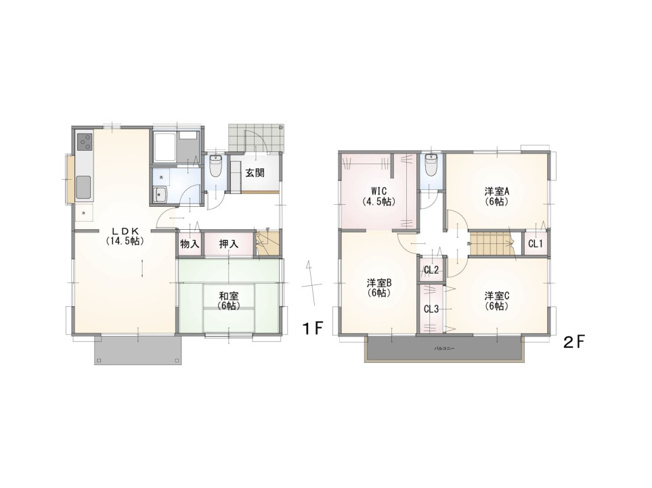 【間取り】 | 元八王子町中古戸建 | 4つの居室とゆとりあるLDKを備えた4LDKの中古戸建。子育て世帯にうれしい、個室と団らんの場がそろう間取りです。な内装と落ち着いた各居室で、家族一人ひとりの時間を大切にできます。