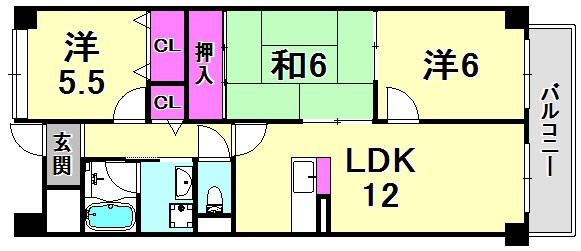尼崎市南武庫之荘４丁目の賃貸マンションの間取り