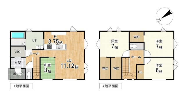 【釧路市治水町①】全2区画｜建売計画中につき、自由設計で建てられるのは今だけ！の参考プラン|Kospa【Rim】プラン例です。
