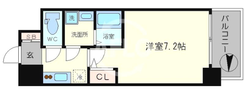 LUMINOUS桜川の間取り|アーバンパーク難波　1Ｋの間取り