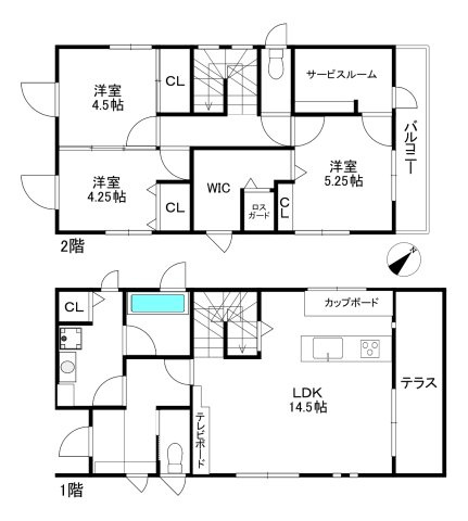 長田区西山町４丁目　中古戸建の間取り