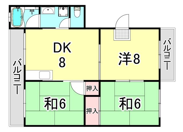 尼崎市南武庫之荘８丁目のアパートの間取り