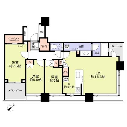 【間取り】 | シティタワー武蔵小山