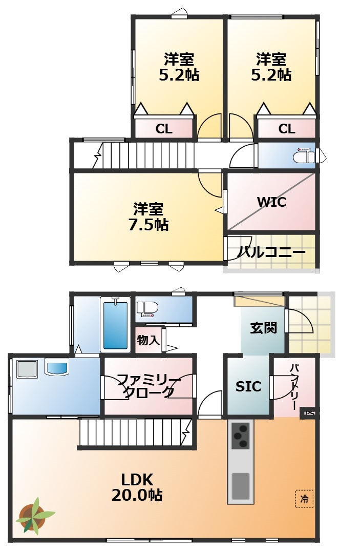 タマタウン大田原市加治屋の間取り|南向きで陽当たりの良い間取りです