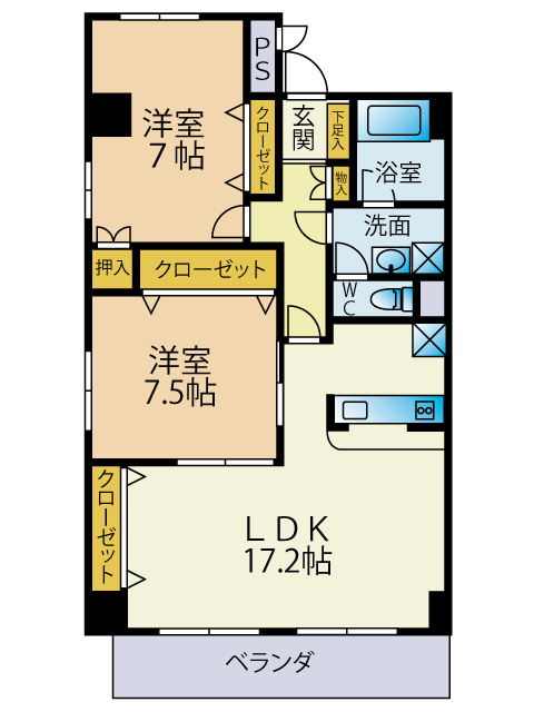 ホワイトピア博多駅南の間取り