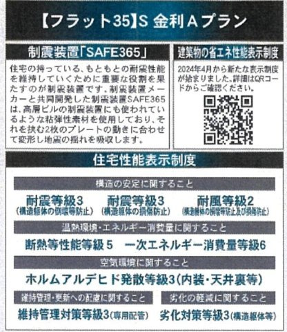 松戸市六高台６丁目新築戸建【六実小学校：7分】の構造・工法・仕様|オリジナル制震装置【SAFE365】採用の地震に強いQUIE