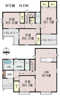 【間取り】 | 【仲介手数料無料！！】日野市新町5丁目　新築戸建て（全9棟）C号棟　4790万円 | B号棟