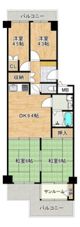 【間取り】 | エバーグリーンポートタウン１２号棟 | 【南向きにつき日当たり良好】明るいお住まいは家族の笑顔も増えそうですね！是非現地にてご体感ください！