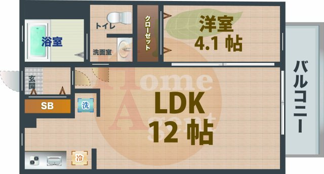 【間取り】 | フェルテ桃園 | 1LDKのお部屋です。