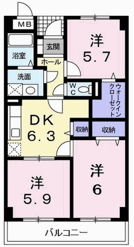ウエスト　カレントの間取り|間取図