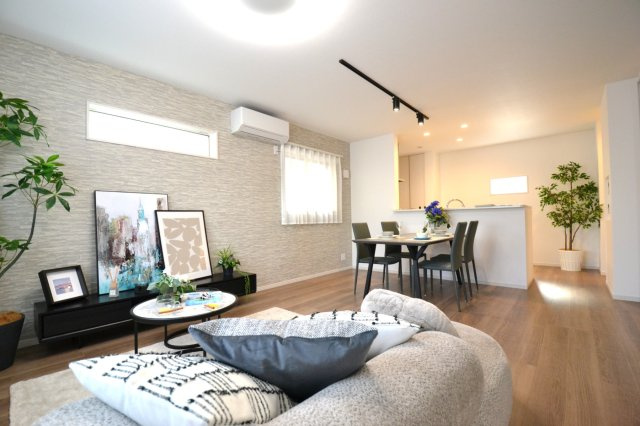 垂水区福田1丁目　新築戸建て　3SLDKの居間・リビング|こちらのリビングで趣味の時間をお楽しみください