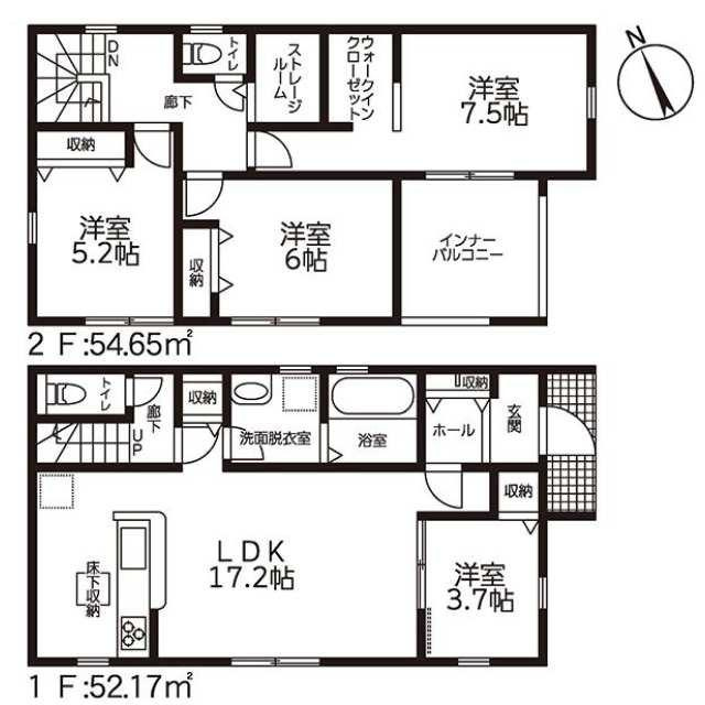 仲介手数料無料）江南市勝佐町西町　６号棟の間取り