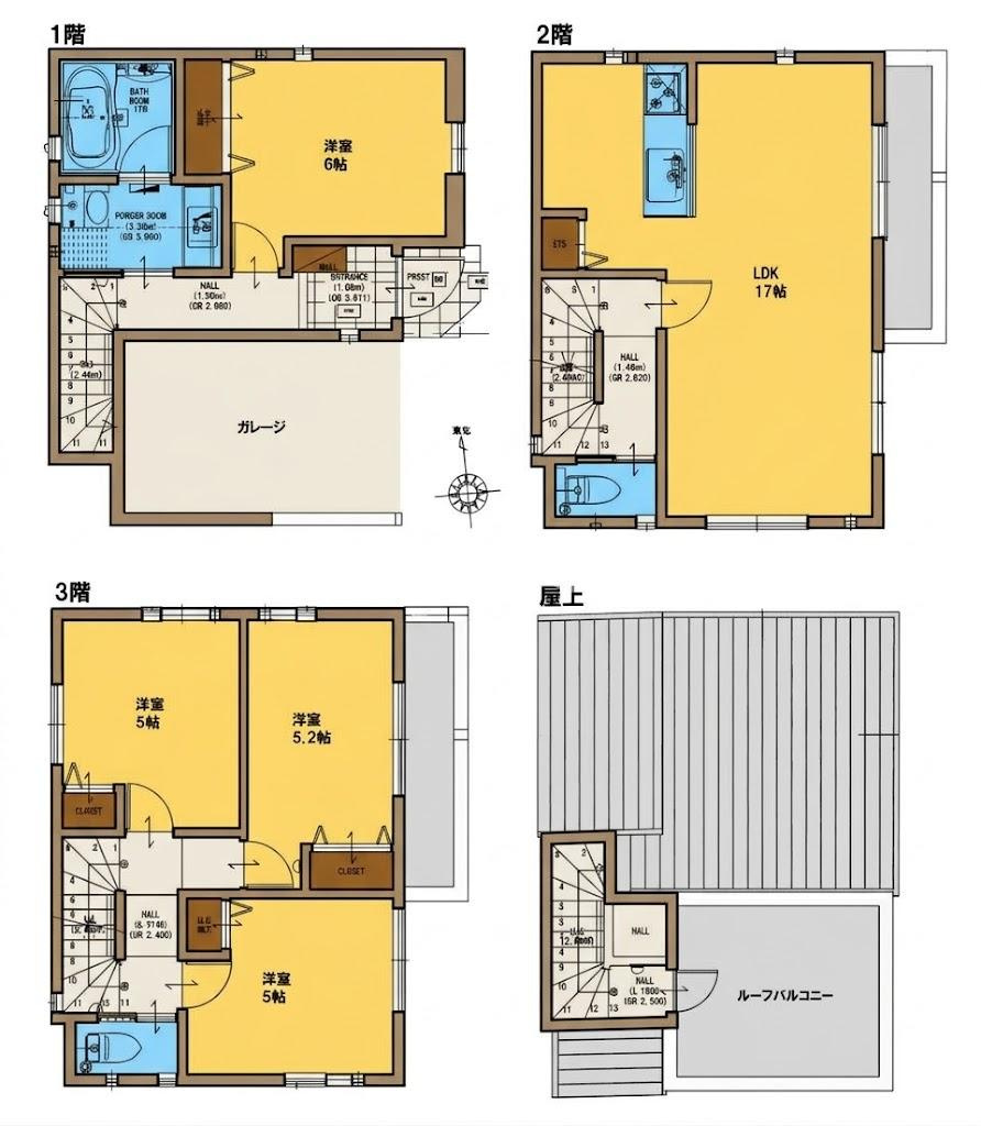 江東区東砂3丁目中古住宅の間取り|全室収納付きの4LDK＋ルーフバルコニー＋カースペース。既存住宅瑕疵保険加入物件ですのでご購入後も安心して暮らせます。