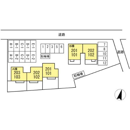 豊橋市横須賀町土場のアパートの区画図