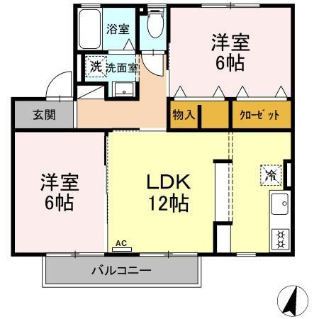 豊橋市横須賀町土場のアパートの間取り