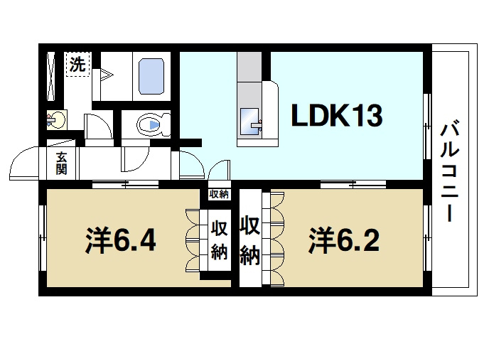 グランディールⅢの間取り|2LDKの間取り