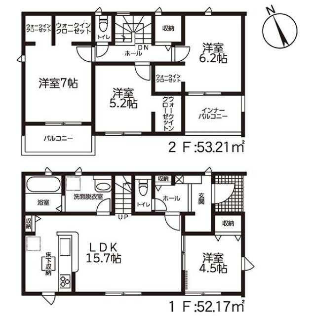 仲介手数料無料）江南市勝佐町西町　４号棟の間取り